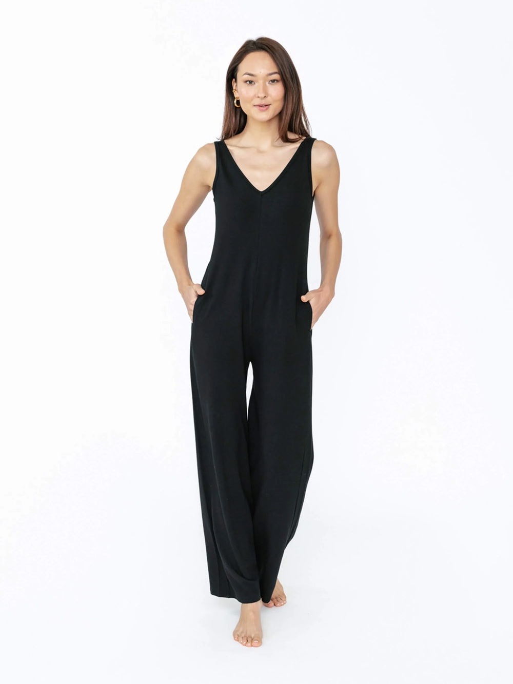 Smash + Tess Black V-Neck Wide-Leg Jumpsuit